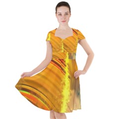 Orange Pink Sketchy Abstract Arch Cap Sleeve Midi Dress by bloomingvinedesign