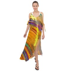 Orange Pink Sketchy Abstract Arch Maxi Chiffon Cover Up Dress by bloomingvinedesign