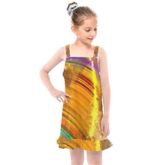 Orange Pink Sketchy Abstract Arch Kids  Overall Dress