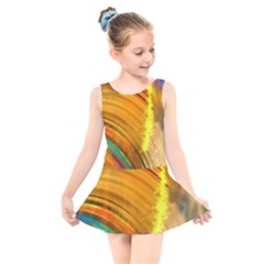 Orange Pink Sketchy Abstract Arch Kids  Skater Dress Swimsuit