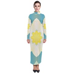 Pattern Flower Abstract Pastel Turtleneck Maxi Dress by Simbadda