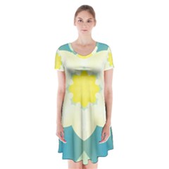 Pattern Flower Abstract Pastel Short Sleeve V-neck Flare Dress by Simbadda