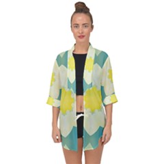 Pattern Flower Abstract Pastel Open Front Chiffon Kimono by Simbadda