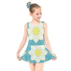 Pattern Flower Abstract Pastel Kids  Skater Dress Swimsuit