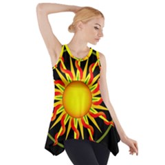 Mandala Sun Graphic Design Side Drop Tank Tunic by Simbadda