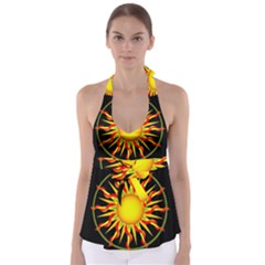 Mandala Sun Graphic Design Babydoll Tankini Top by Simbadda