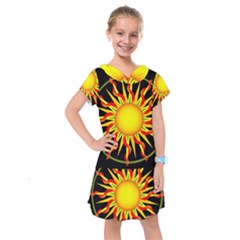 Mandala Sun Graphic Design Kids  Drop Waist Dress by Simbadda