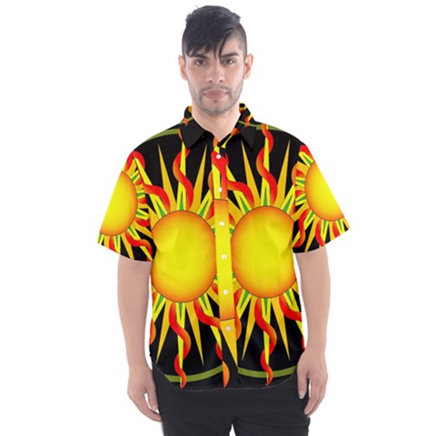 Mandala Sun Graphic Design Men s Short Sleeve Shirt by Simbadda