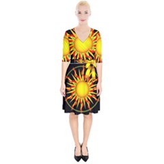 Mandala Sun Graphic Design Wrap Up Cocktail Dress