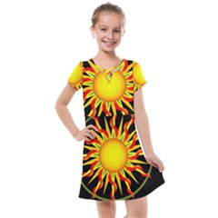 Mandala Sun Graphic Design Kids  Cross Web Dress by Simbadda