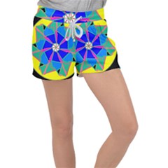 Mandala Wheel Pattern Ornament Women s Velour Lounge Shorts by Simbadda