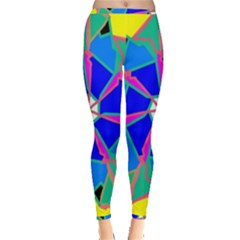 Mandala Wheel Pattern Ornament Inside Out Leggings by Simbadda