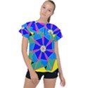 Mandala Wheel Pattern Ornament Ruffle Collar Chiffon Blouse View1