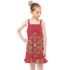 Ornament Flower Pattern Jewelry Kids  Overall Dress