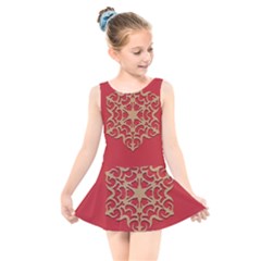 Ornament Flower Pattern Jewelry Kids  Skater Dress Swimsuit