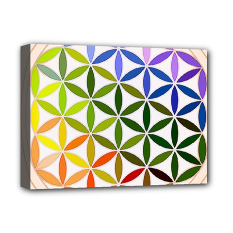 Mandala Rainbow Colorful Reiki Deluxe Canvas 16  X 12  (stretched)  by Simbadda