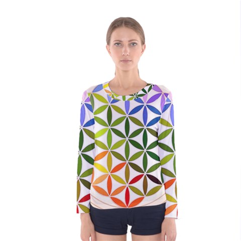 Mandala Rainbow Colorful Reiki Women s Long Sleeve Tee by Simbadda