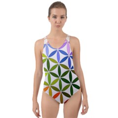 Mandala Rainbow Colorful Reiki Cut-out Back One Piece Swimsuit by Simbadda