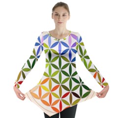 Mandala Rainbow Colorful Reiki Long Sleeve Tunic  by Simbadda