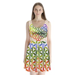 Mandala Rainbow Colorful Reiki Split Back Mini Dress  by Simbadda