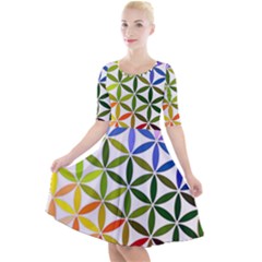 Mandala Rainbow Colorful Reiki Quarter Sleeve A-line Dress