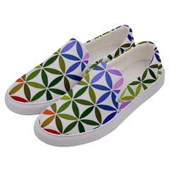 Mandala Rainbow Colorful Reiki Men s Canvas Slip Ons by Simbadda