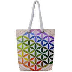 Mandala Rainbow Colorful Reiki Full Print Rope Handle Tote (small)