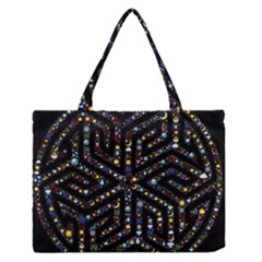 Symbol Wheel Mandala Design Zipper Medium Tote Bag by Simbadda