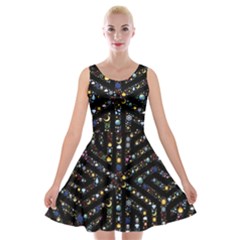 Symbol Wheel Mandala Design Velvet Skater Dress by Simbadda