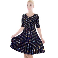 Symbol Wheel Mandala Design Quarter Sleeve A-line Dress by Simbadda