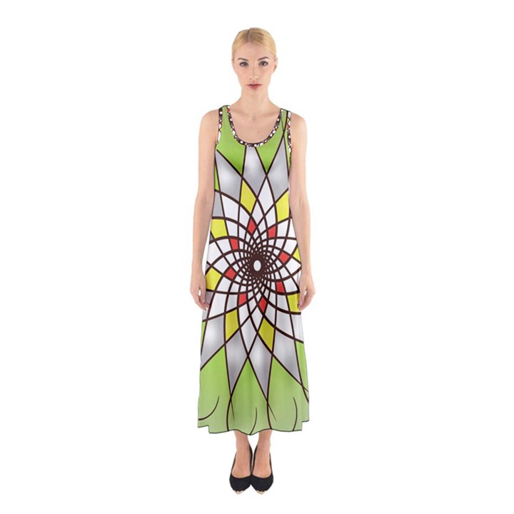 Mandala Model Figure Graphics Sleeveless Maxi Dress