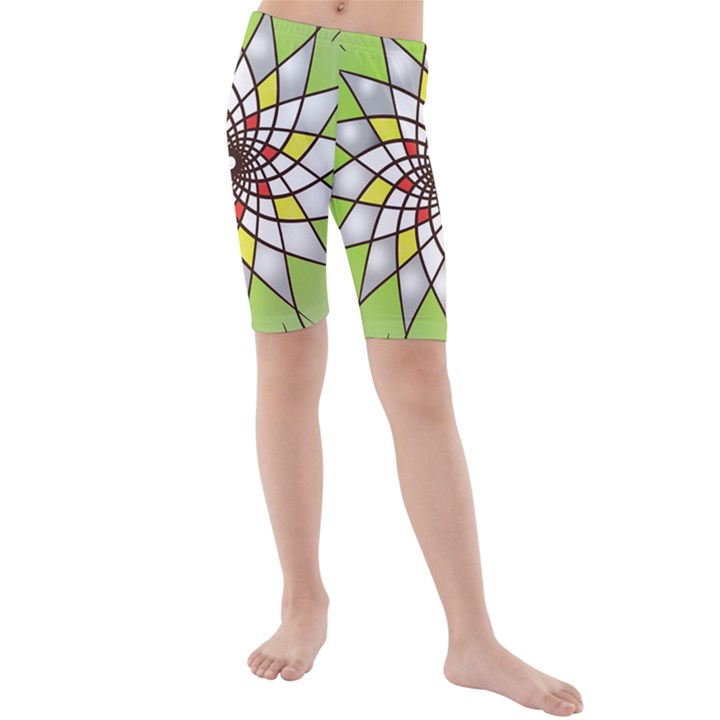 Mandala Model Figure Graphics Kids  Mid Length Swim Shorts