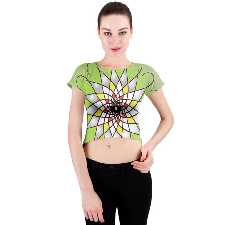 Mandala Model Figure Graphics Crew Neck Crop Top