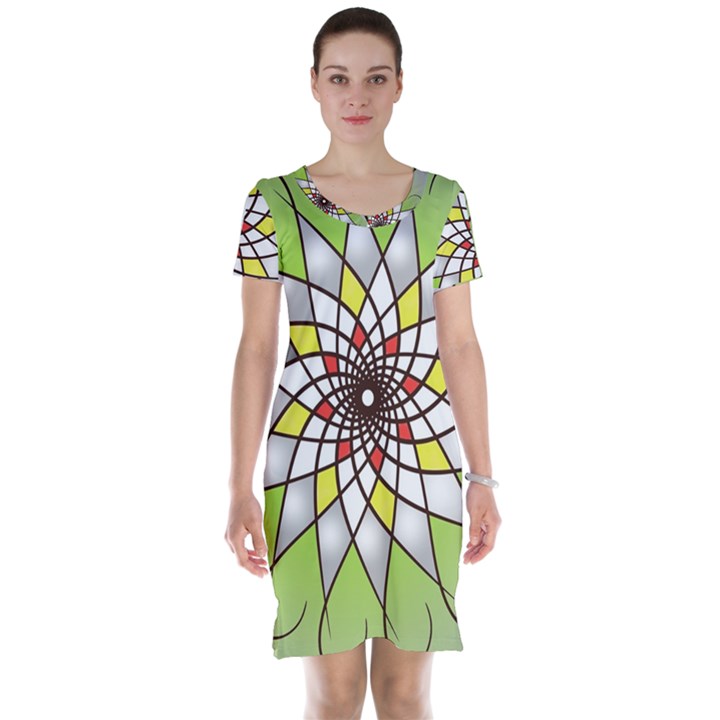 Mandala Model Figure Graphics Short Sleeve Nightdress