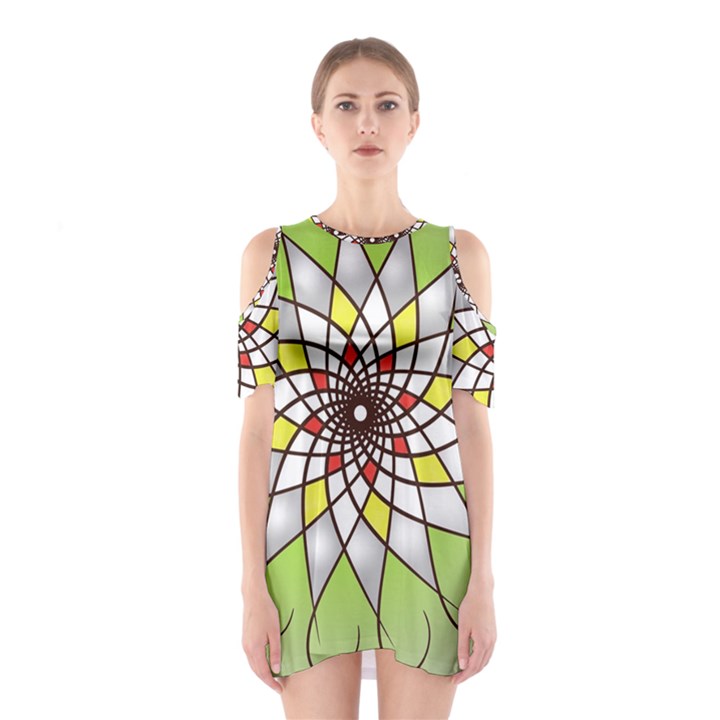 Mandala Model Figure Graphics Shoulder Cutout One Piece Dress