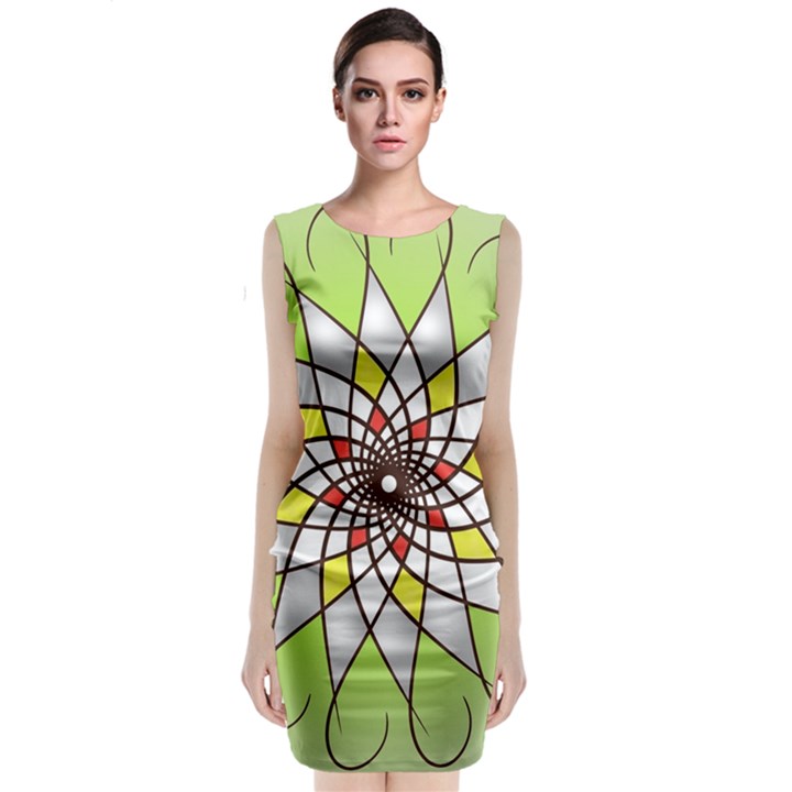 Mandala Model Figure Graphics Classic Sleeveless Midi Dress