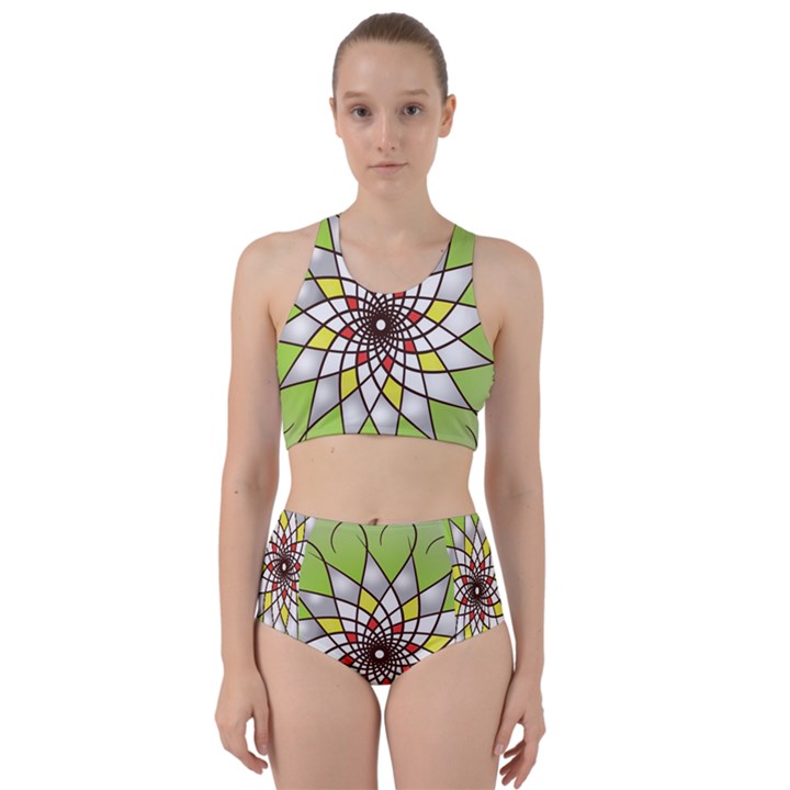 Mandala Model Figure Graphics Racer Back Bikini Set