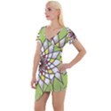 Mandala Model Figure Graphics Short Sleeve Asymmetric Mini Dress View1