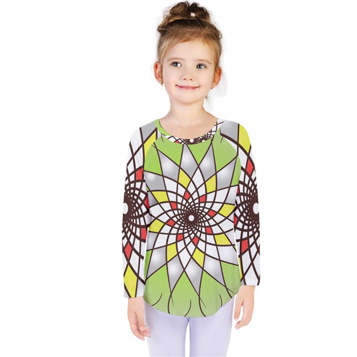 Mandala Model Figure Graphics Kids  Long Sleeve Tee