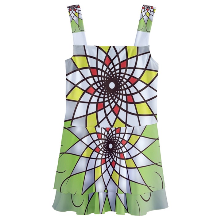 Mandala Model Figure Graphics Kids  Layered Skirt Swimsuit