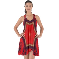 Chakra Art Heart Healing Red Show Some Back Chiffon Dress by Simbadda