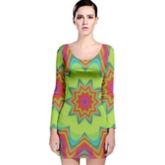 Abstract Art Abstract Background Pattern Long Sleeve Velvet Bodycon Dress