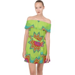 Abstract Art Abstract Background Pattern Off Shoulder Chiffon Dress