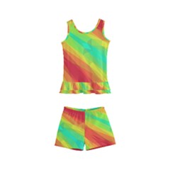 Graphic Kaleidoscope Geometric Kid s Boyleg Swimsuit