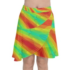 Graphic Kaleidoscope Geometric Chiffon Wrap Front Skirt by Simbadda