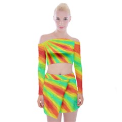 Graphic Kaleidoscope Geometric Off Shoulder Top With Mini Skirt Set by Simbadda