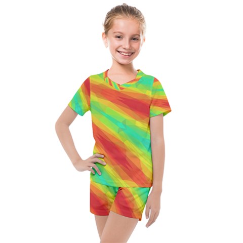 Graphic Kaleidoscope Geometric Kids  Mesh Tee And Shorts Set by Simbadda