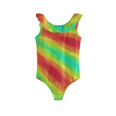 Graphic Kaleidoscope Geometric Kids  Frill Swimsuit