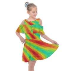 Graphic Kaleidoscope Geometric Kids  Shoulder Cutout Chiffon Dress