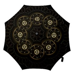 Fractal Gold Mandala Fractal Art Hook Handle Umbrellas (small) by Simbadda